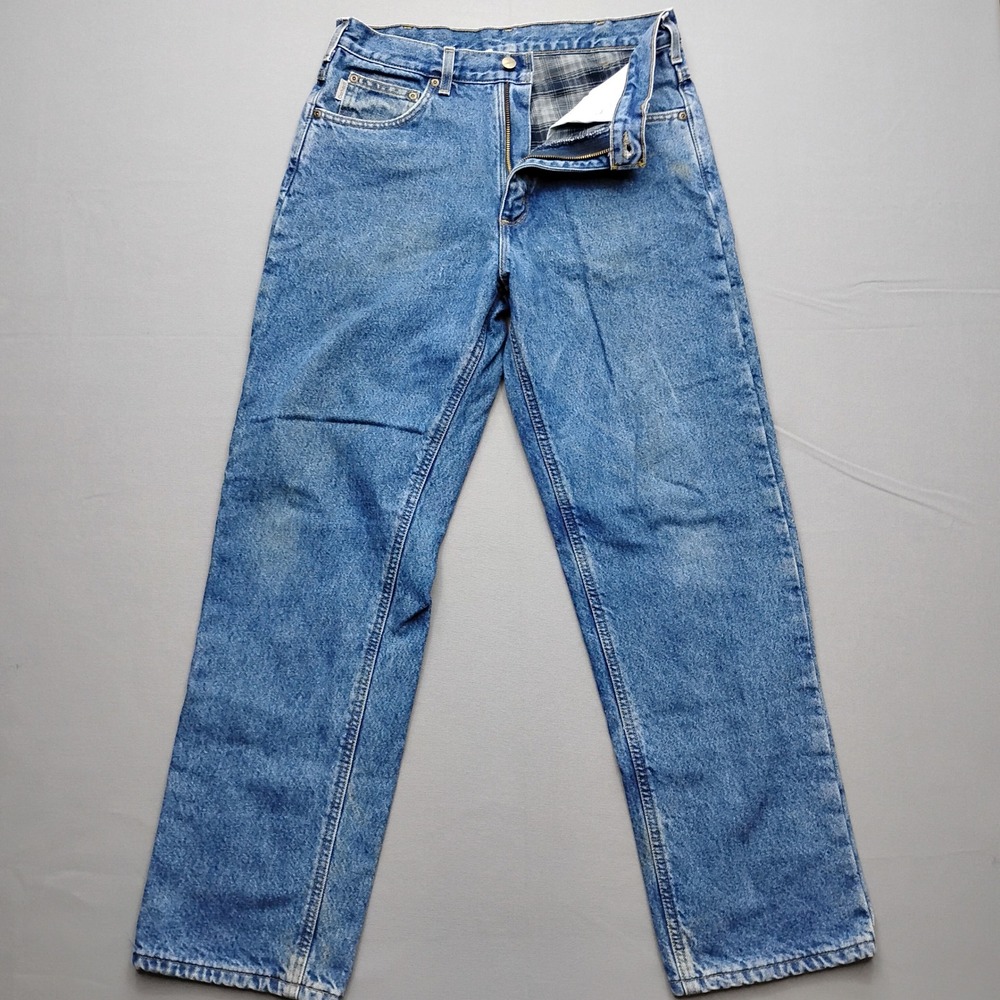 Carhartt B172 DST Flannel Lined Relaxed Fit Work Jeans Blue 32x32